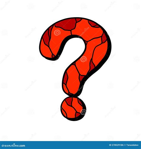 Question Mark Red Hand Drawn Doodle FAQ Symbol Stock Illustration