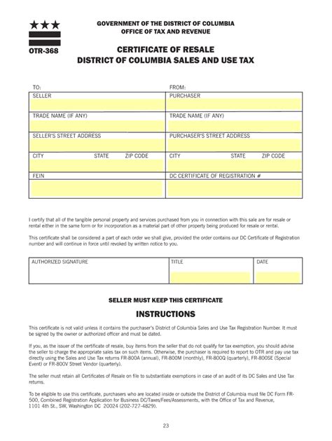 Dc Otr 368 2016 Fill Out Tax Template Online Us Legal Forms