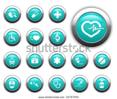 Medical Health Care Icons Glossy Set Stock Vector Royalty Free