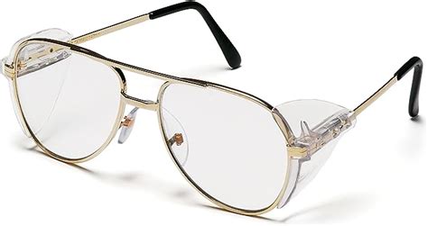 Pyramex Pathfinder Aviator Safety Glasses With Gold Frame And Clear Lens Amazon Ca Sports