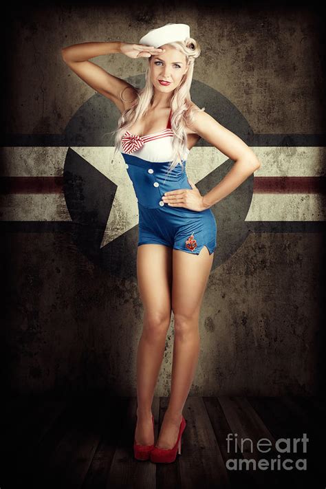 American Fashion Model In Military Pin Up Style Photograph By Jorgo