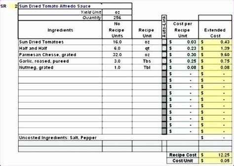 Baseball Card Inventory Excel Template Unique Recipe Costing Template