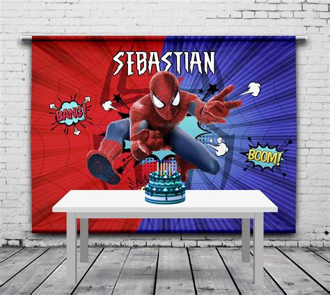 Spiderman Birthday Backdrop Superheroes Banner Cityspace Etsy