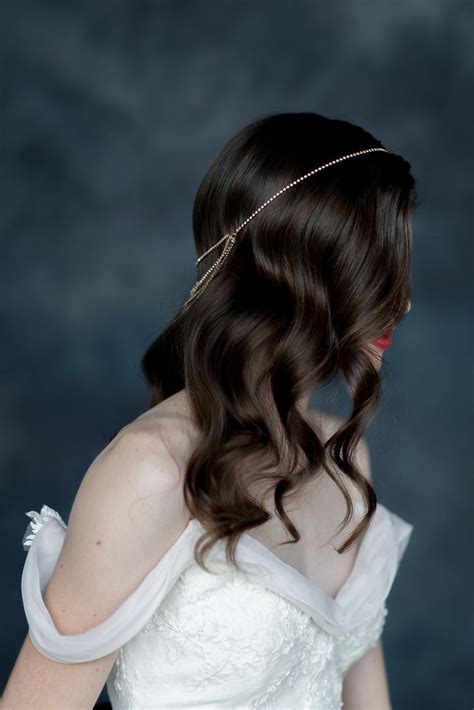 Rose Gold Hair Chain Bridal Hairpiece Crystal Headchain Etsy