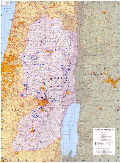 Large Scale Map Of West Bank And Vicinity 1992 West Bank Asia