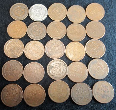 Full Roll Mixed Date Indian Headwheat Penny Cent Roll Lot 1800s 1900