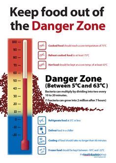 Avoiding the food safety danger zone. Danger Zone Food Safety Temperature Charts Cook, Reheat ...