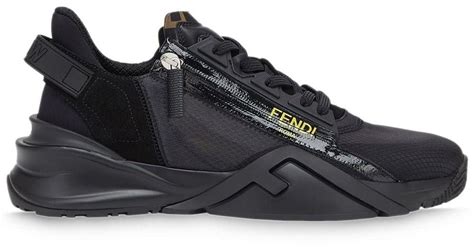Fendi Leather Flow Sneakers In Black For Men Save 42 Lyst