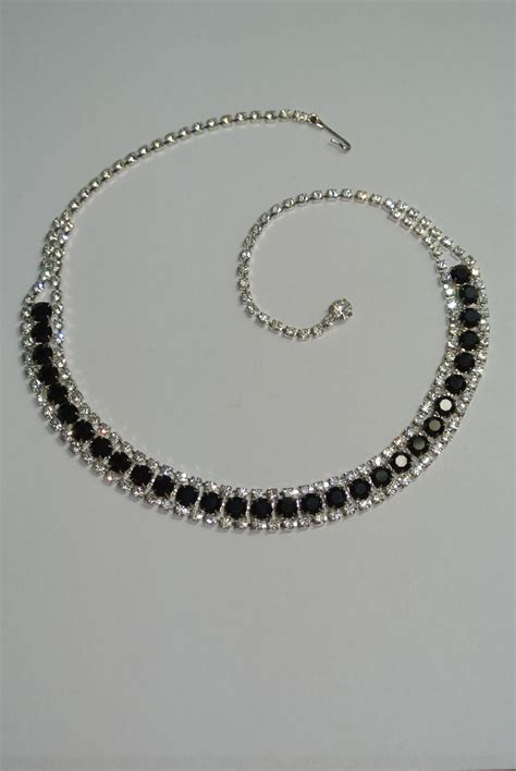 Vintage Black And White Rhinestone Choker Necklace From Eyecandy On