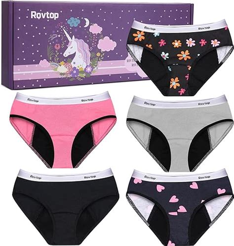 Rovtop Girls Period Underwear Pack Leakproof Underwear For Teenager Menstrual Panties XL
