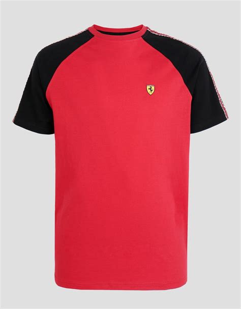Ferrari Mens Cotton T Shirt With Icon Tape Man Scuderia Ferrari