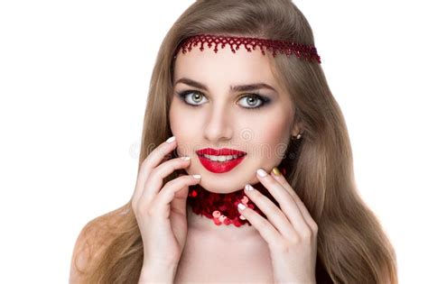 Woman Red Lips Stock Image Image Of Glamour Female 104012393