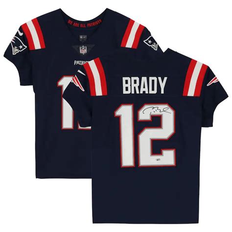 Tom Brady Autographed New England Patriots Nike Elite Jersey Blue Detroit City Sports