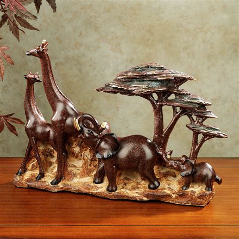 In The Savannah African Animal Table Sculpture