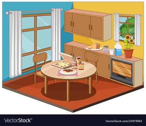 Dining Room Interior With Furniture Royalty Free Vector