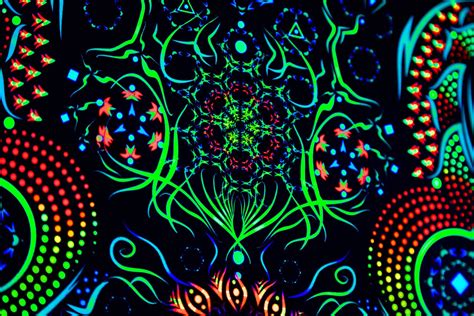 Psychedelic Tapestry Banner Uv Fluorescent Trippy Mushroom Etsy