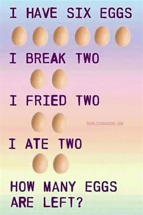 Chicken egg banana puzzle riddle answer? I have Six Eggs | with Answer | Brain Teaser - Best ...