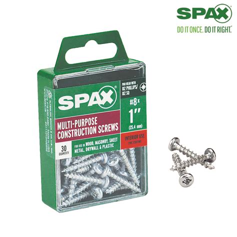 Spax No 8 X 1 In L Phillipssquare Zinc Plated Multi Purpose Screws