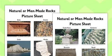 Natural Or Man Made Rocks Ks2 Picture Sheet Teacher Made