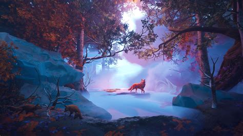 Wolf In Red Magical Woods 4k Hd Artist 4k Wallpapers Wolf Wallpaper