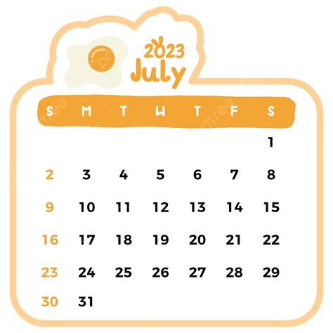 Gambar Vektor Kalender Juli 2023 Juli 2023 Kalender P