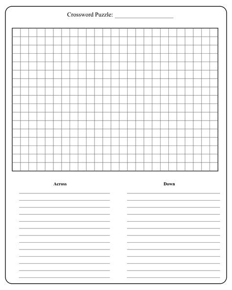Free Blank Crossword Puzzle Template Printable Printable Templates
