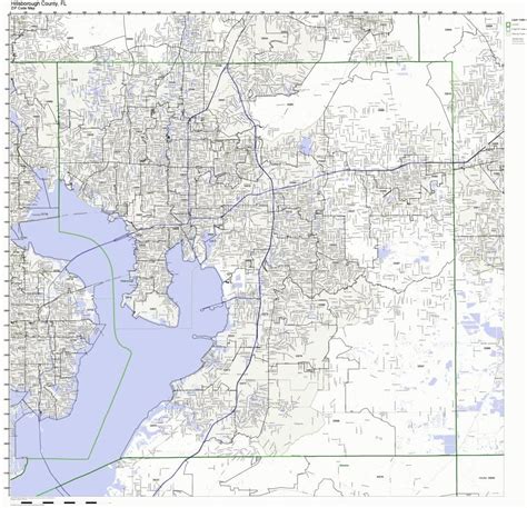 Hillsborough County Florida Fl Zip Code Map Not Laminated