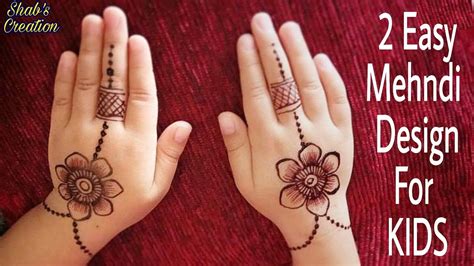 A flower is made in the centre and the design is extended it is a simple arabic mehndi design for a kid which covers the last finger with a mehndi design. 2 Cute /Easy Kids Mehndi Design || Simple Girls Henna ...