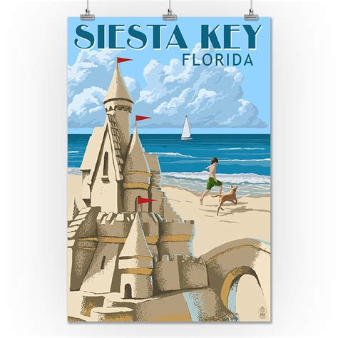 Siesta Key Florida Sandcastle Lantern Press Artwork 24x36 Giclee