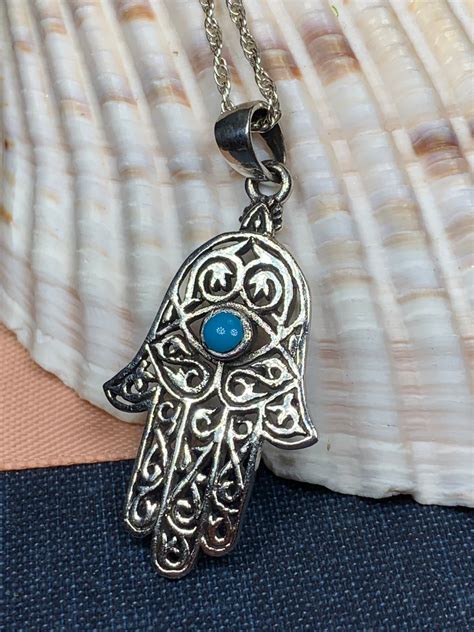 Hamsa Hand Necklace Celtic Jewelry Evil Eye Jewelry Hand Etsy