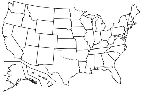 united states of america blank map