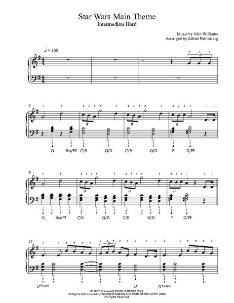 Star Wars Main Theme By John Williams Piano Sheet Music Intermediate