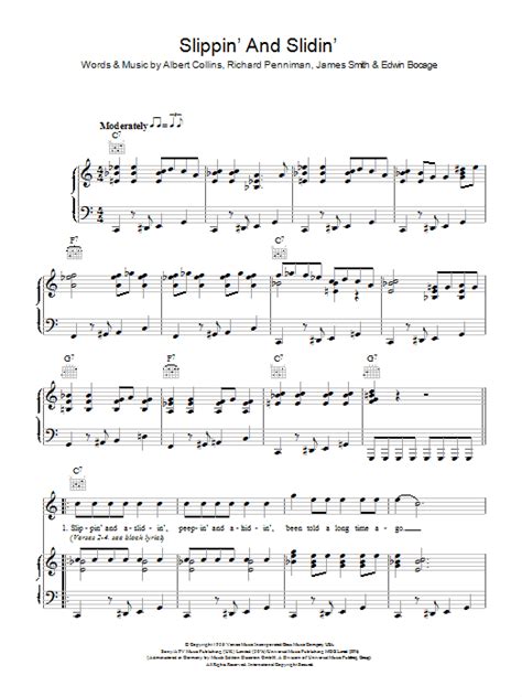 Slippin And Slidin Sheet Music Little Richard Piano Vocal