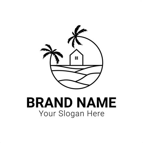 Premium Vector Line Art Beach House Logo Design