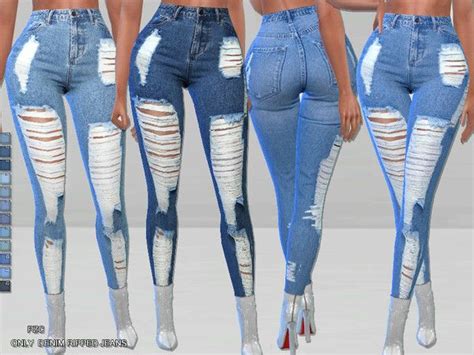 Pinkzombiecupcakes Only Denim Ripped Jeans Sims 4 Clothing Clothes