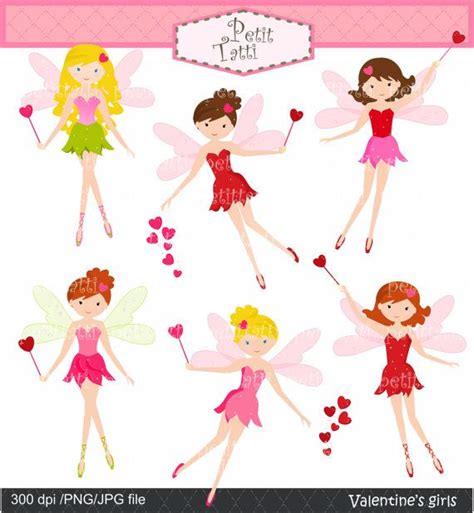 Girls Clip Art Valentines Day Clip Art Fairy Clip By Petittatti 480