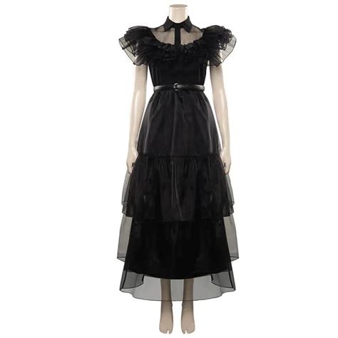 Wednesday Addams Dress 2022 Wednesday Addams Raven Black Party Dance Dress Cosplay Costumes In
