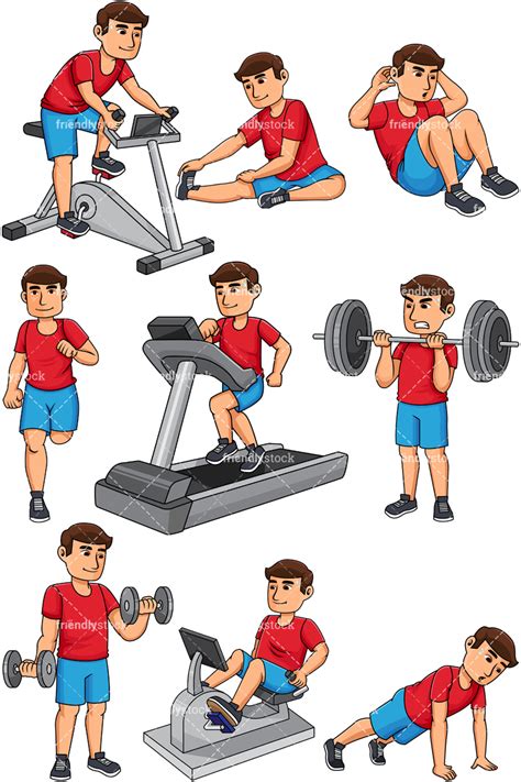 See workout cartoon stock video clips. Man Working Out Cartoon Vector Clipart - FriendlyStock