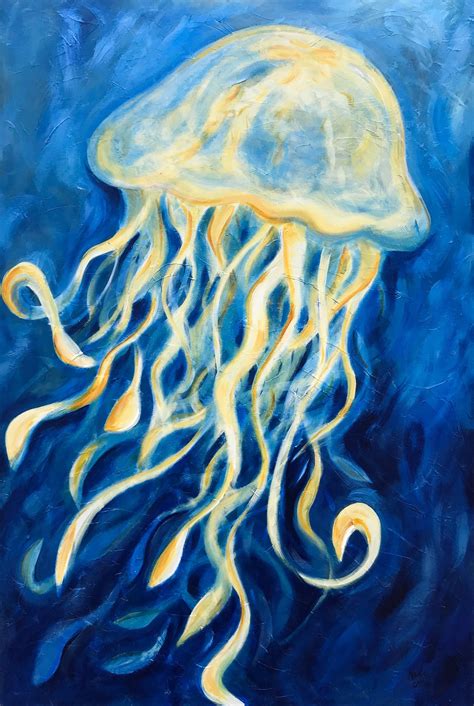 Jellyfish Watercolor Jellyfish Acrylic Painting Created By My