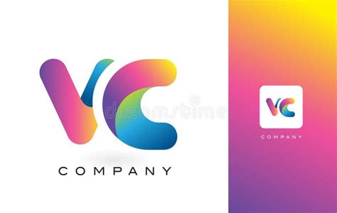 Vc Logo Letter With Rainbow Vibrant Beautiful Colors Colorful T Stock