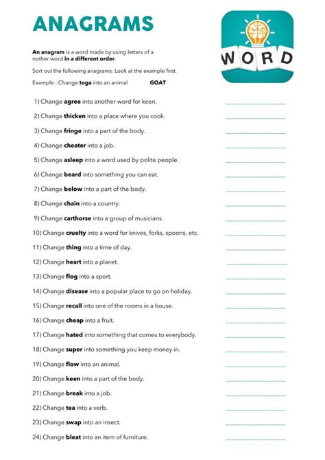 Anagrams Interactive And Downloadable Worksheet You Can Do The