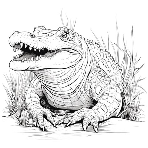 Premium Photo Alligator Coloring Page