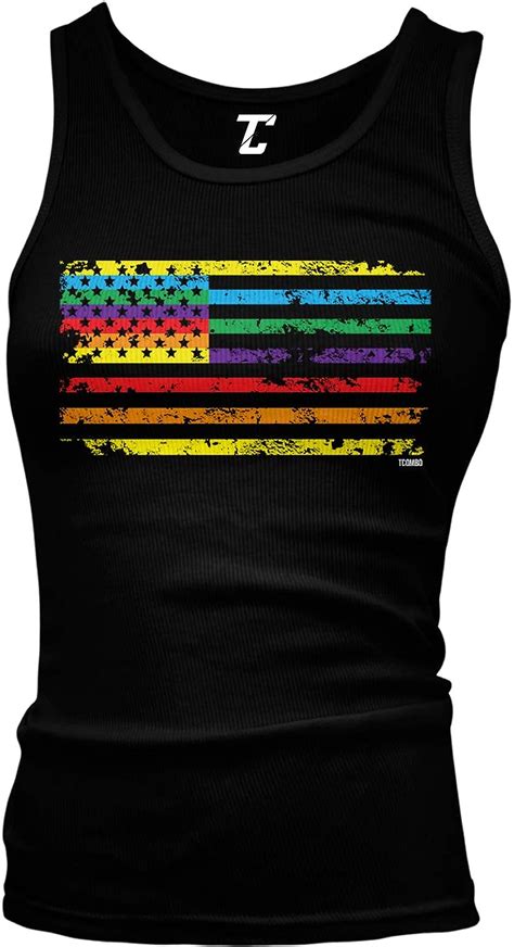 Amazon Com Rainbow American Flag Gay Pride Lgbtq Juniors Tank Top