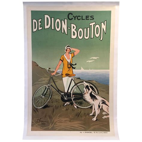 Original Vintage French Cycle Bike Poster De Dion Bouton 1925 Art