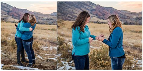 Colorado Engagement Season Wedding Proposal Lesbian Couple At Mount Falcon April Ohare