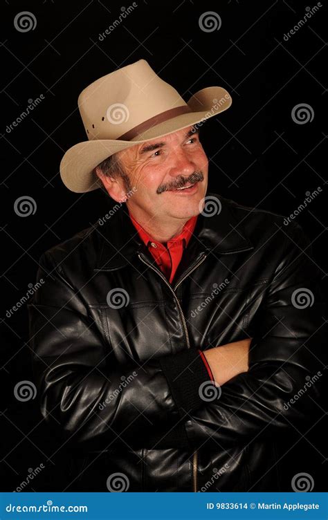 Man Wearing Cowboy Hat Stock Photo Image Of Grin Attractive 9833614