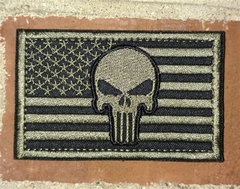 Punisher Skull Us Flag Grey Black Morale Tactical Patch Etsy