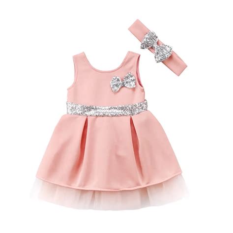 Sequin Toddler Infant Baby Girls Dress Princess Bowknot Tulle Tutu