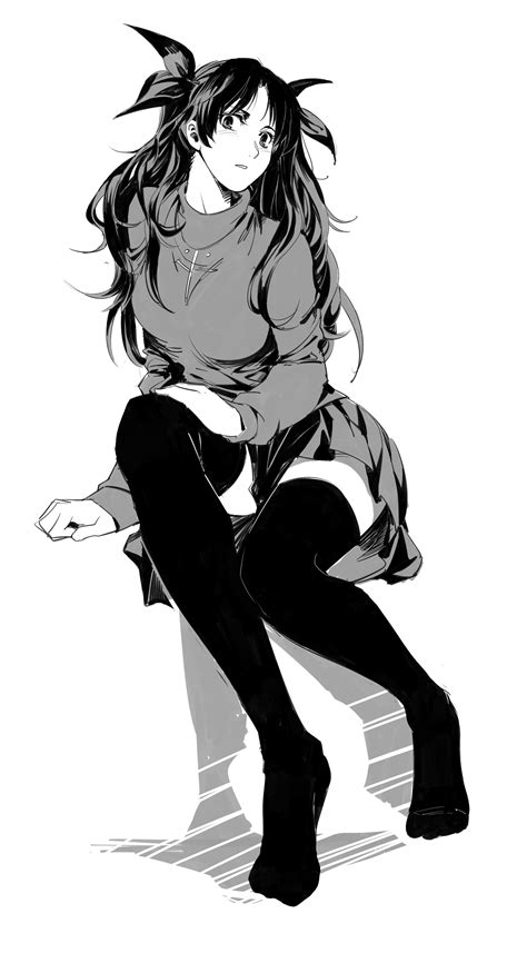 Long Hair Thighs Thick Thigh Curvy Anime Girls Black Stockings