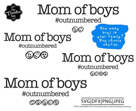 Outnumbered Mom Of Boys Svg Mom Of Boys Svg Mom Of Boys Dxf Etsy